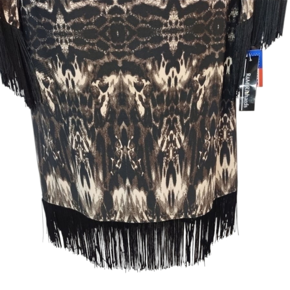 R&M Richards Black Brown White Fringe Dress Size 10 NWT - Picture 5 of 9